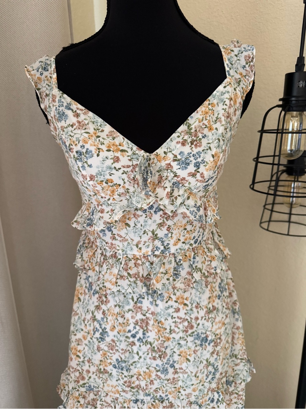 Altar’d State Floral Ruffle Maxi Dress Cottagecore Boho Prairie XS - Picture 4 of 9